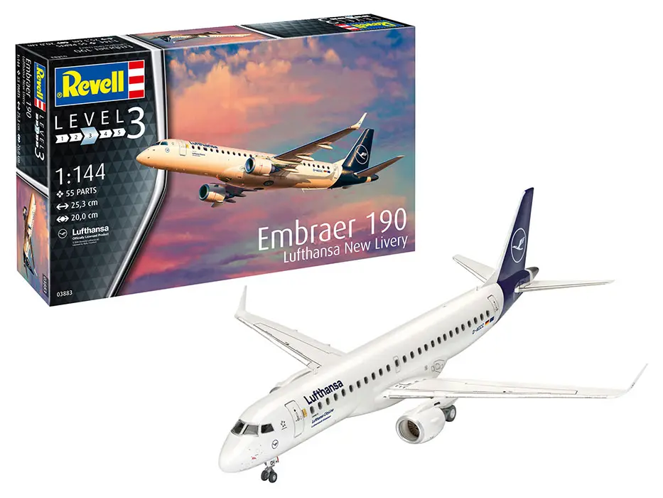JAPAN AIRLINES EMBRAER 190 ミニチュア1:100 Embraer 190 Lufthansa New Livery 1:144 (арт. 03883) Сборная модель